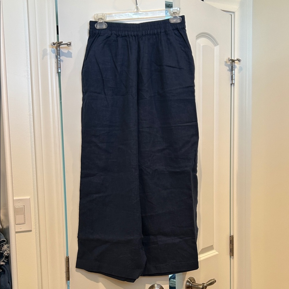 Women’s navy linen pants - custom order Etsy